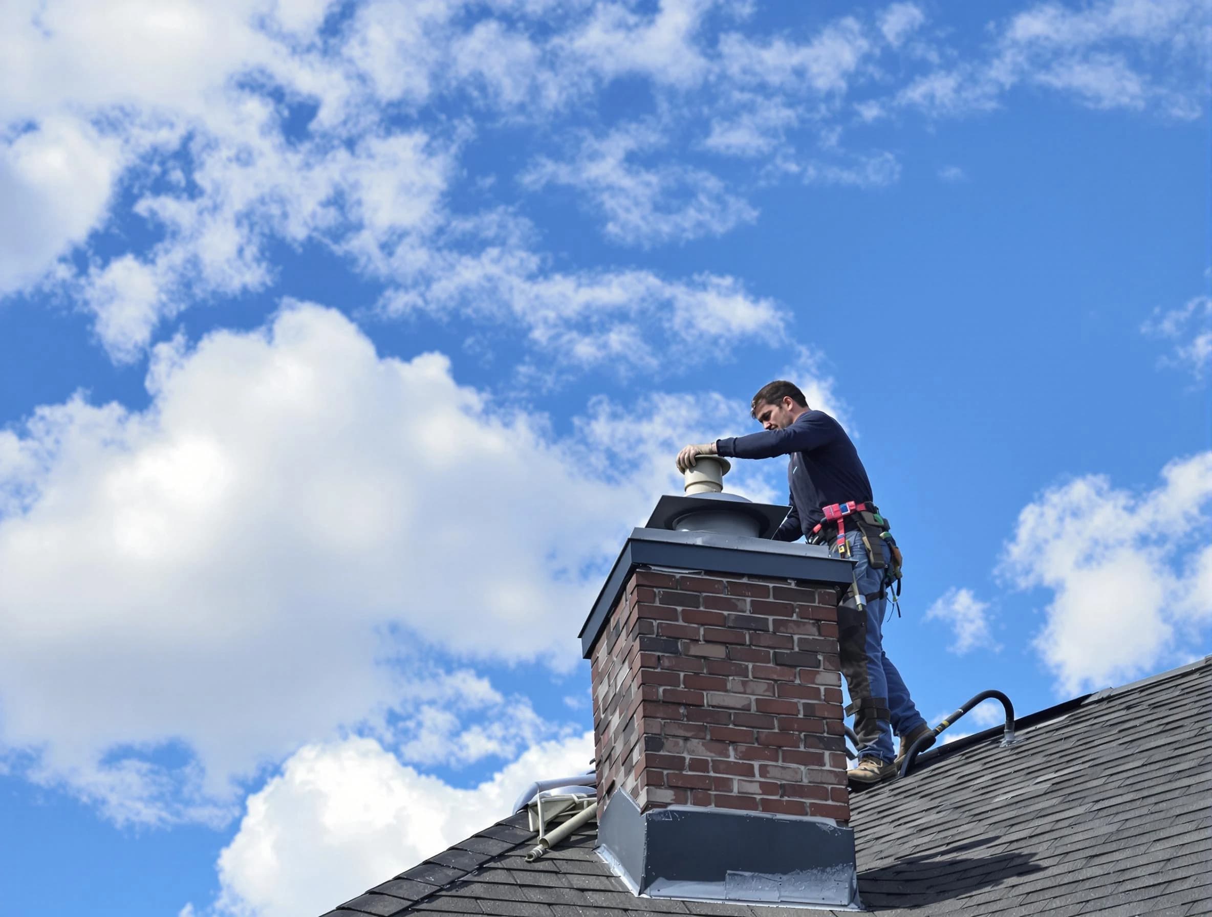 Montville Chimney Sweep installing a sturdy chimney cap in Montville, NJ