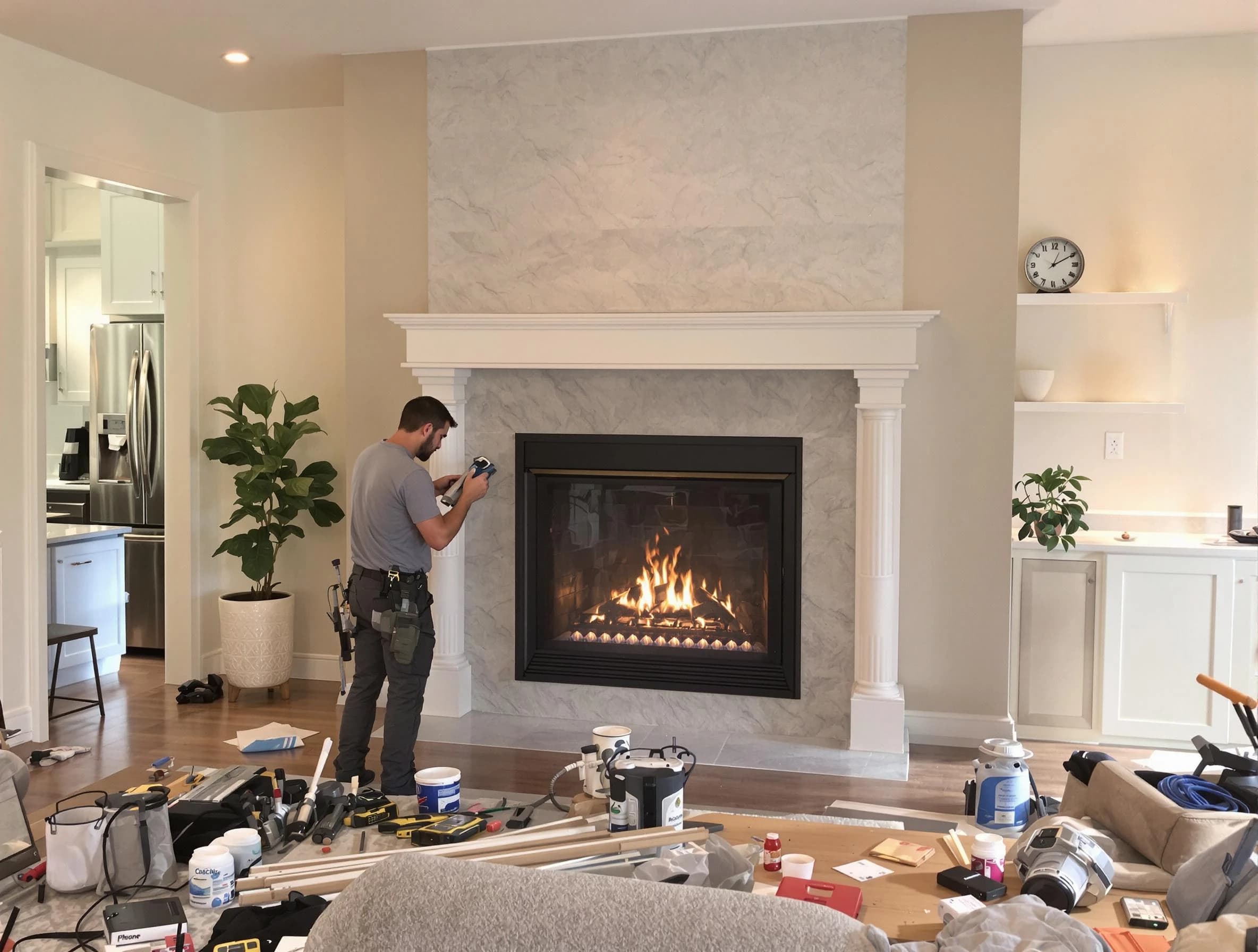 Newly installed fireplace by Montville Chimney Sweep in Montville, NJ