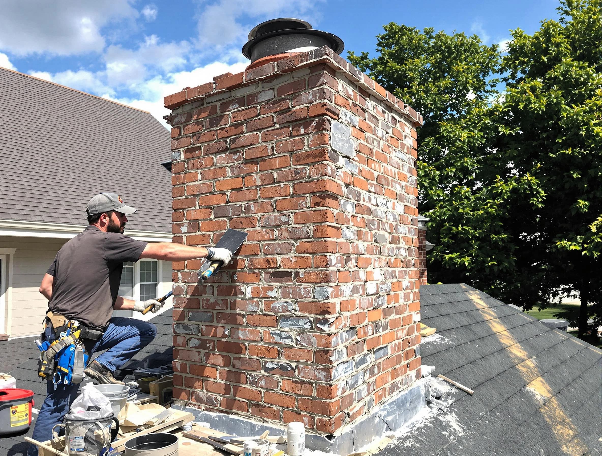 Completed chimney rebuild by Montville Chimney Sweep in Montville, NJ