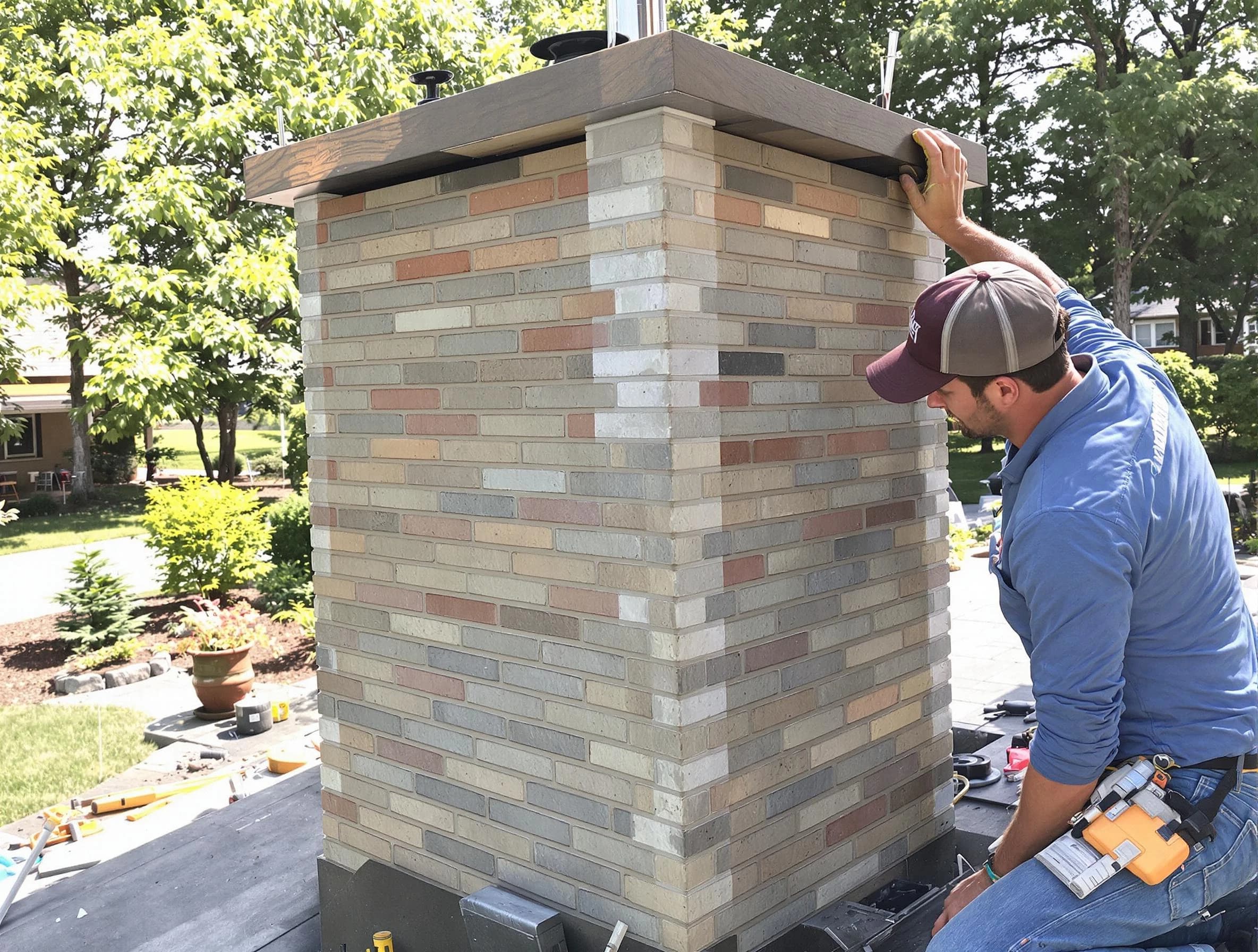 Montville Chimney Sweep completing a modern chimney remodel in Montville, NJ