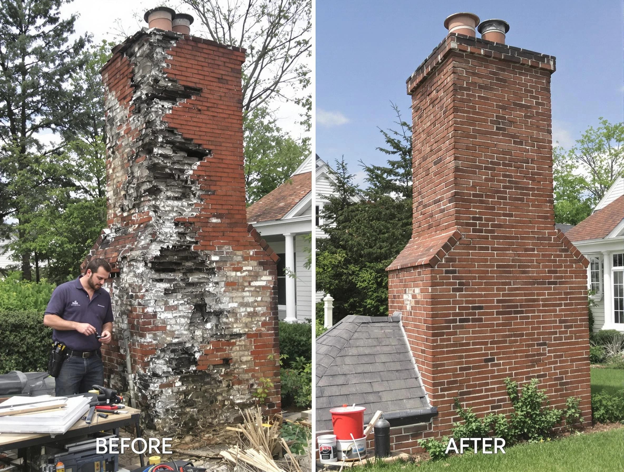 Montville Chimney Sweep performing a full chimney restoration in Montville, NJ