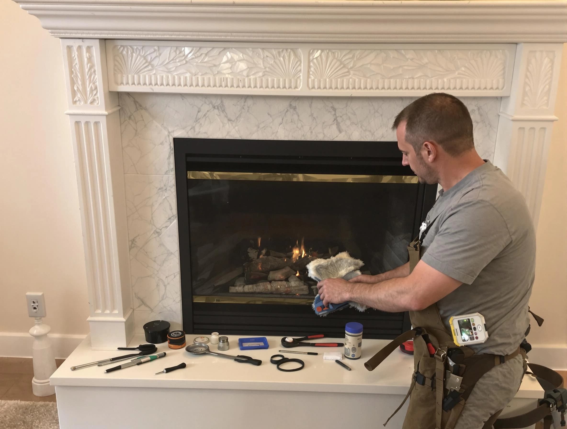 Montville Chimney Sweep performing fireplace maintenance in Montville, NJ