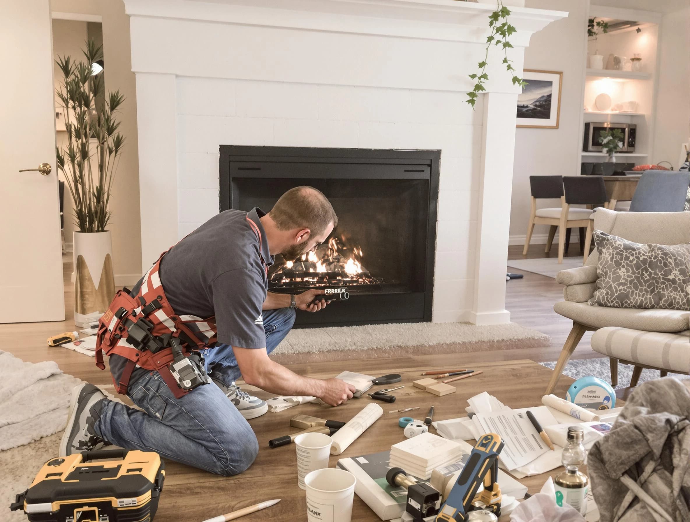 Montville Chimney Sweep performing fireplace repair in Montville, NJ