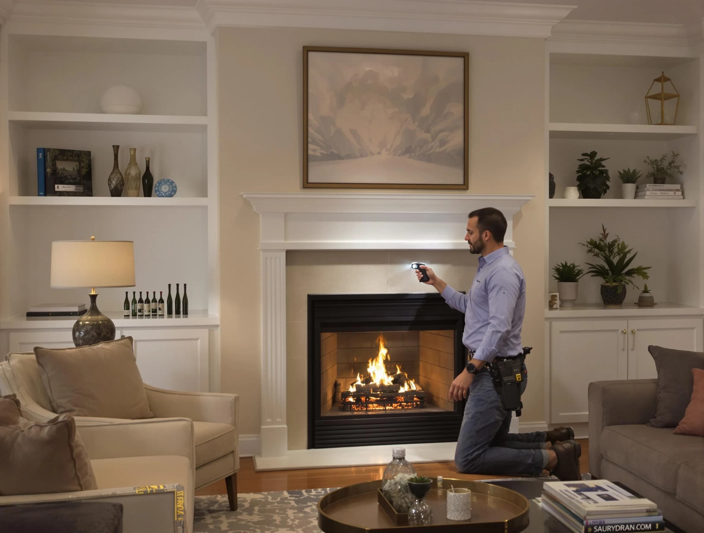 Montville Chimney Sweep conducting a fireplace safety inspection in Montville, NJ