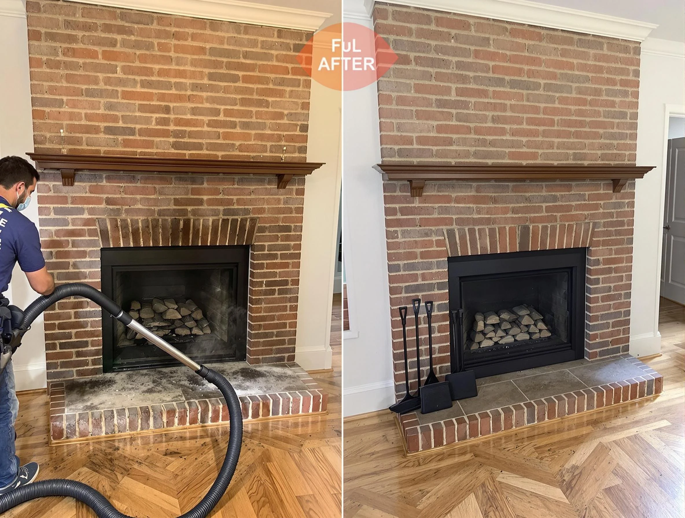 Montville Chimney Sweep carefully sanitizing a fireplace in Montville, NJ