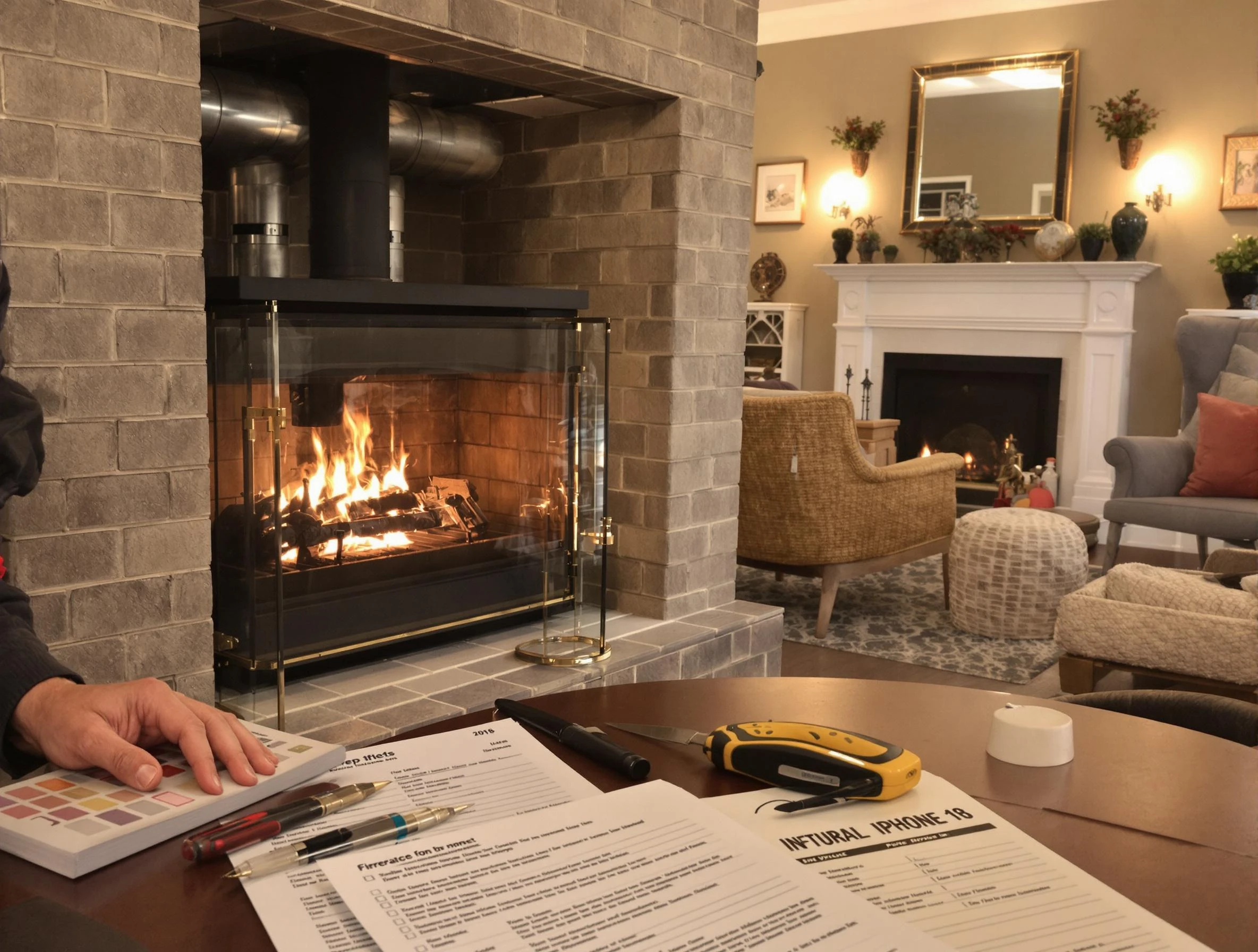 Montville Chimney Sweep verifying fireplace safety measures in Montville, NJ